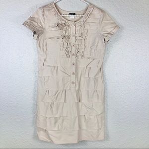 J.CREW | Tan Ruffled Tiered Midi Dress Sz.4